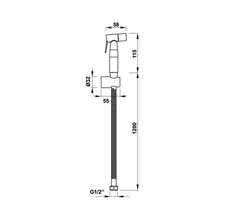 Vòi xịt vệ sinh có giá đỡ và dây sen 120 cm Hafele 485.95.032